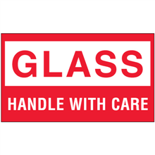 3" x 5" -  Glass Handle with Care Labels