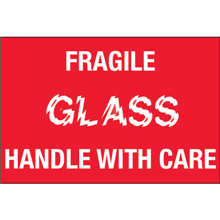 2" x 3" - Fragile Glass Handle with Care Labels