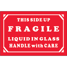 2" x 3" -  This Side Up Fragile Liquid in Glass Labels
