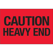 2 x 3" Caution Heavy End (Flourescent Red) Labels