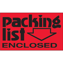 3 x 5" Packing List Enclosed (Flourescent Red) Labels