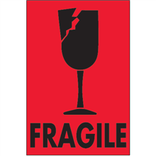 2 x 3" Fragile (Flourescent Red) Labels