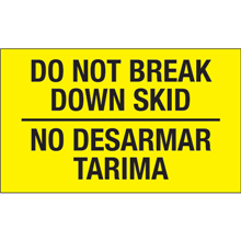 3" x 5" -  Spanish Do Not Break Down Skid Labels