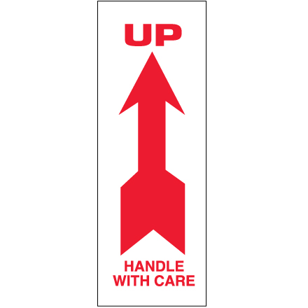 2" x 8" -  Up  Handle with Care Labels