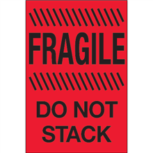 4 x 6" Fragile Do Not Stack (Flourescent Red) Label