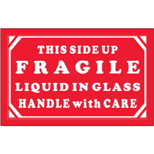 3" x 5" - This Side Up Fragile Liquid in Glass Labels