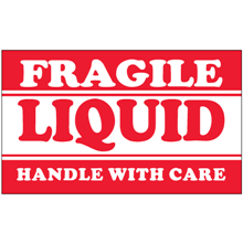 3" x 5" - Fragile Liquid Handle with Care Labels