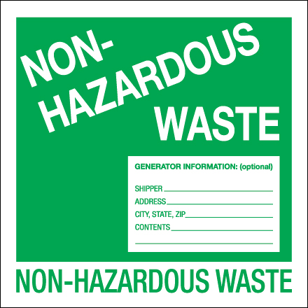 6" x 6" - Non Hazardous Waste Labels