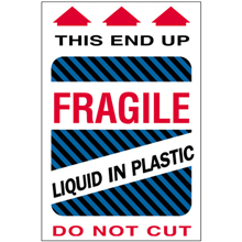 4" x 6" - This End Up Fragile Liquid in Plastic Labels