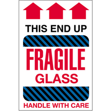 4" x 6" - This End Up Fragile Glass Labels
