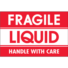 2" x 3" - Fragile Liquid Handle with Care Labels