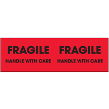 3" x 10" - Fragile Handle with Care Labels (Red)