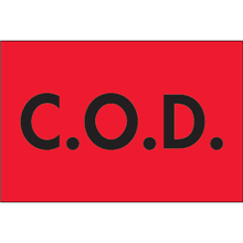 2 x 3" C.O.D. (Flourescent Red) Labels