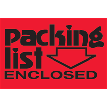 2 x 3" Packing list Enclosed (Flourescent Red) Labels