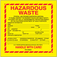 6" X 6" - California Hazardous Waste Labels