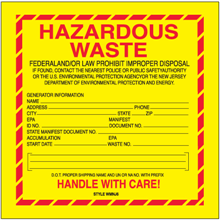 6" x 6" - New Jersey Hazardous Waste Labels