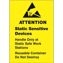 1-3/4" x 2-1/2" - Static Senstive Devices Labels (Yellow)