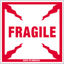 4" x 4" - Fragile Made in America Labels