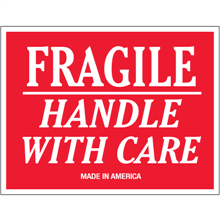 3" x 5" - Fragile Handle with Care Made in America Labels