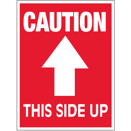 3" x 4" -  Caution This Side Up Labels  (White Arrow)