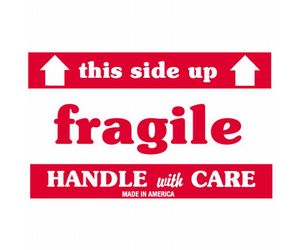 3" x 5" - This Side Up Fragile Handle with Care Labels