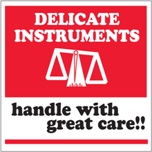 4" x 4" - Delicate Instruments Handle with Great Care Labels