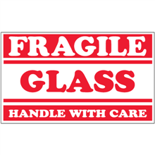 3" x 5" - Fragile Glass Handle with Care Label