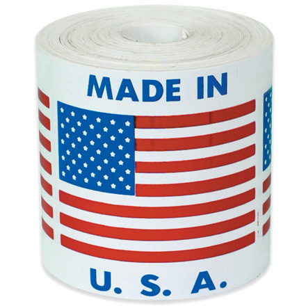 2 x 2" "Made in U.S.A." (Flag) Labels